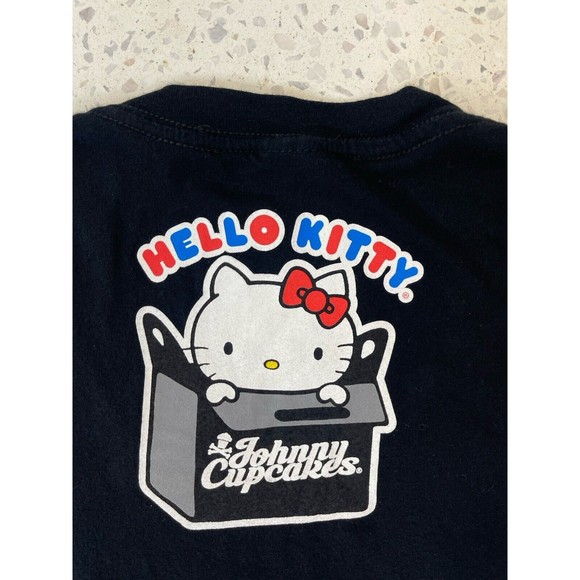 Vtg Johnny Cupcakes Women Medium Black TShirt Hello Kitty Streetwear Kawaii Cute - Picture 4 of 11